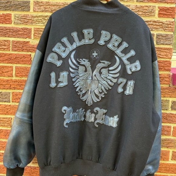 Vintage 90’s Y2K Pelle Pelle Wool And Leather Varsity Jacket Size 4XL - Picture 2 of 16